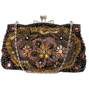 Ohh! Ashley Purse Bag Renaissance Beaded Silver Chain Strap Rhinestone Evening